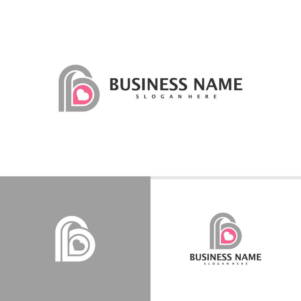 lettre b l'amour logo modèle, Créatif b logo conception vecteur, l'amour logo concept vecteur