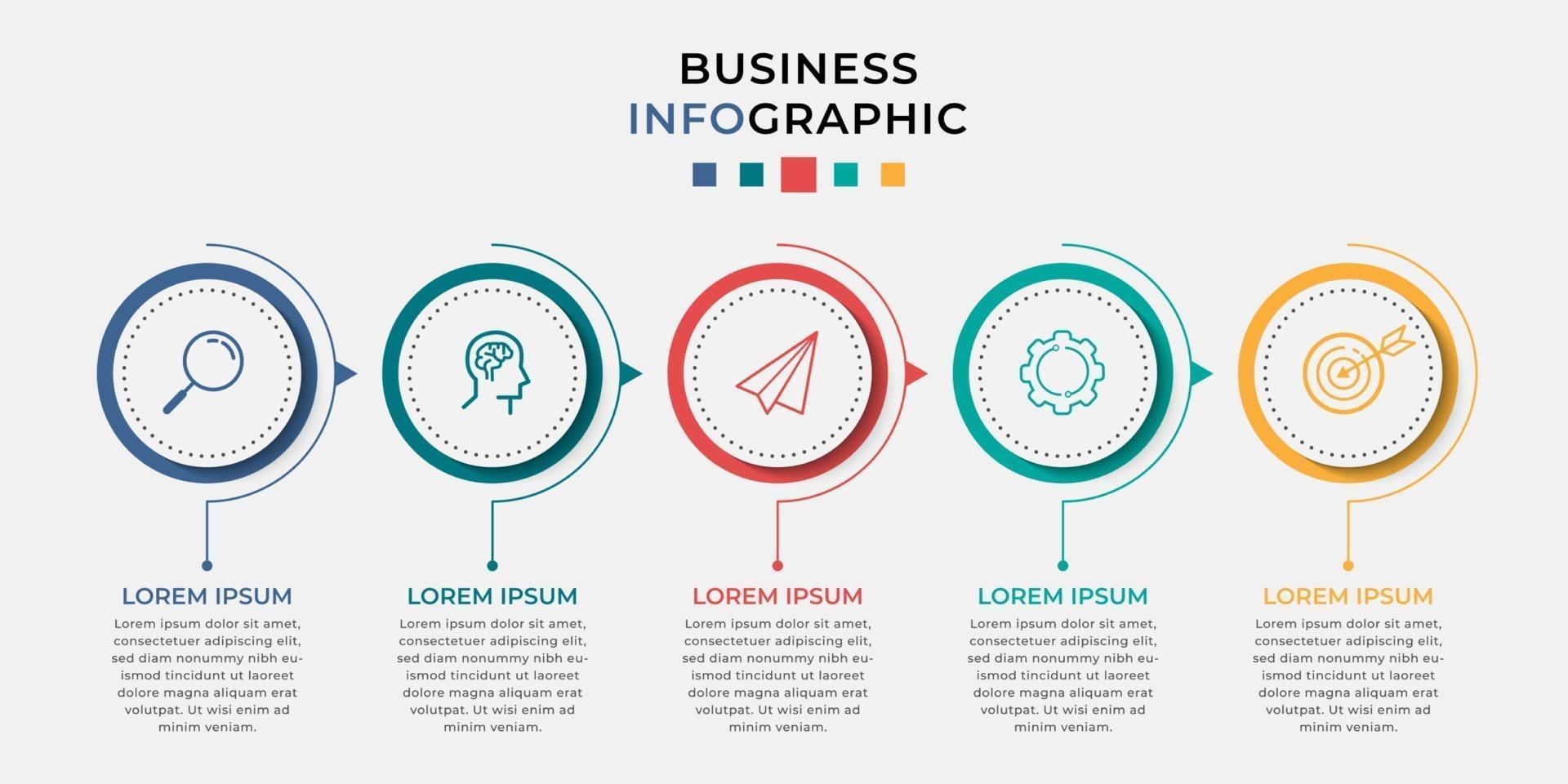 modèle d & # 39; entreprise de conception infographique vectorielle avec des icônes et 5 options ou étapes vecteur