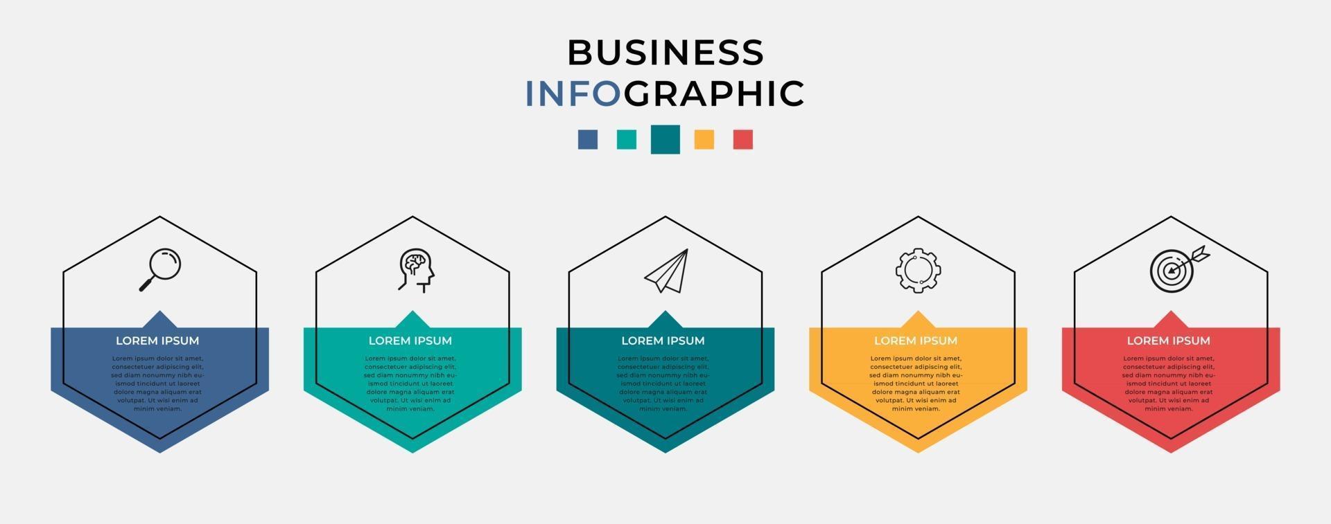 modèle d & # 39; entreprise de conception infographique vectorielle avec des icônes et 5 options ou étapes vecteur