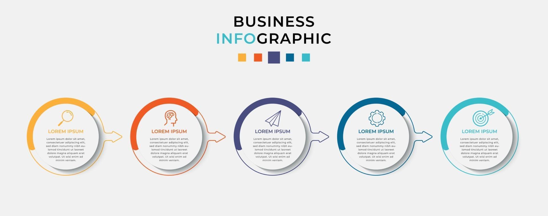 modèle d & # 39; entreprise de conception infographique vectorielle avec des icônes et 5 options ou étapes vecteur