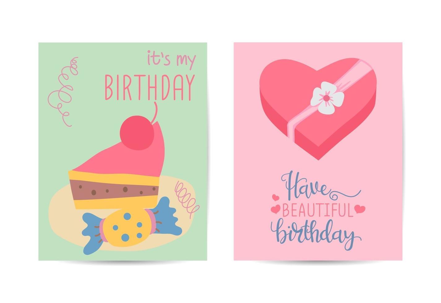 carte de voeux joyeux anniversaire avec belle illustration anniversaire cadeau vecteur