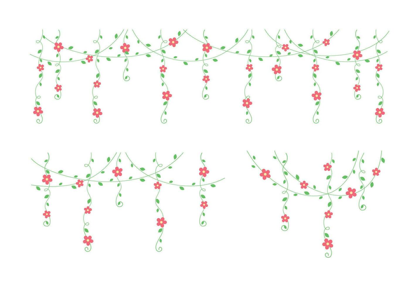 vignes avec rouge fleurs pendaison vigne rideau conception, botanique éléments vecteur illustration ensemble