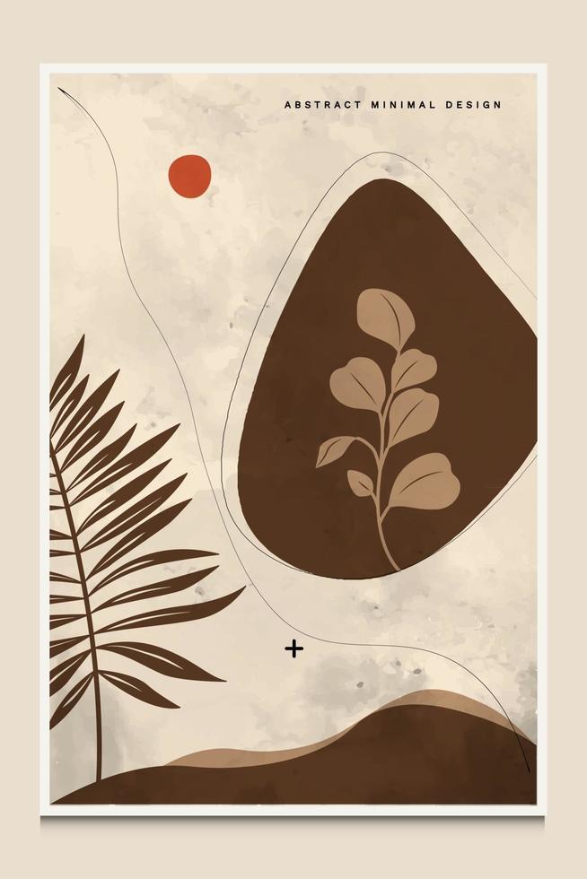 fond abstrait botanique minimal moderne adapté à l'impression comme peinture décoration intérieure publications sociales flyers couvertures de livres vecteur