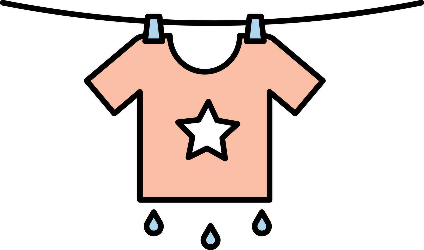 pendaison humide T-shirt icône dans pêche couleur. vecteur