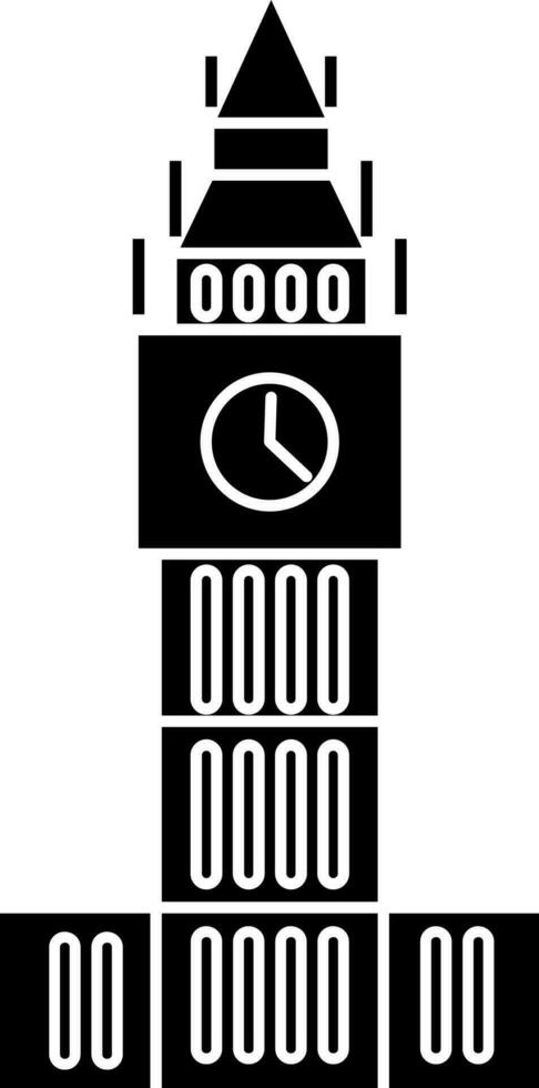 l'horloge la tour icône dans noir et blanc couleur. vecteur