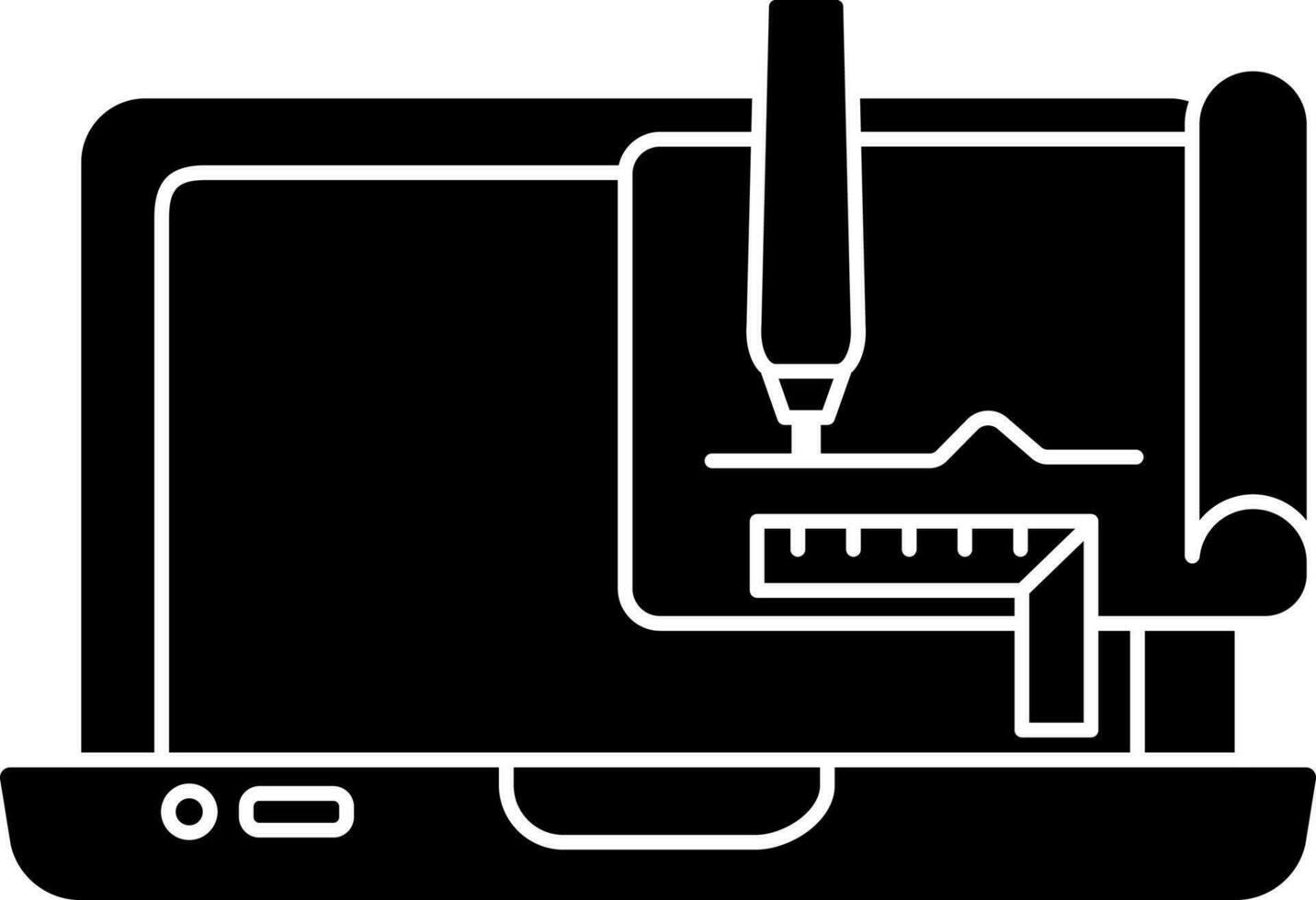 noir et blanc plan dans portable écran icône. vecteur