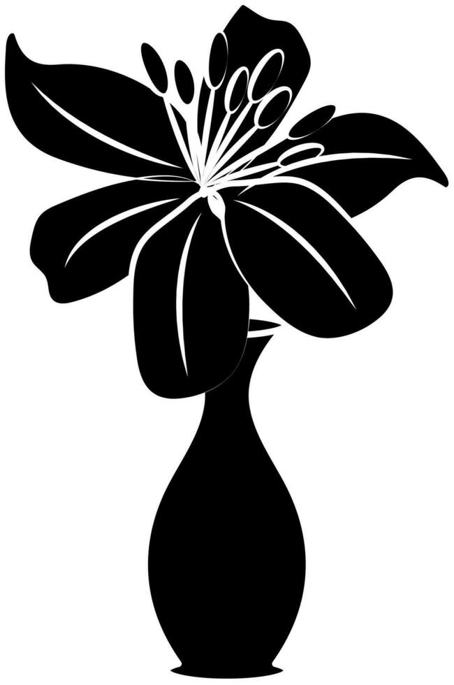 fleur pot ou vase icône dans noir et blanc couleur. vecteur