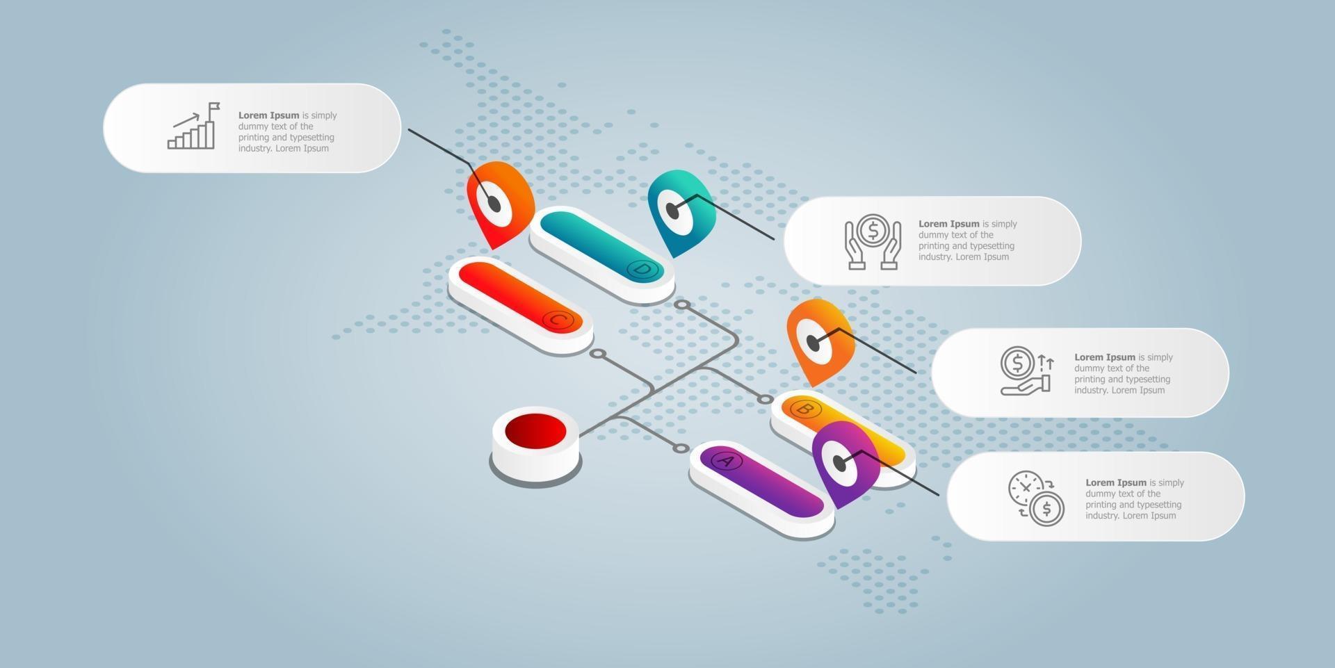 présentation de modèle d'élément infographique arbre isométrique abstrait avec des icônes d'affaires vecteur