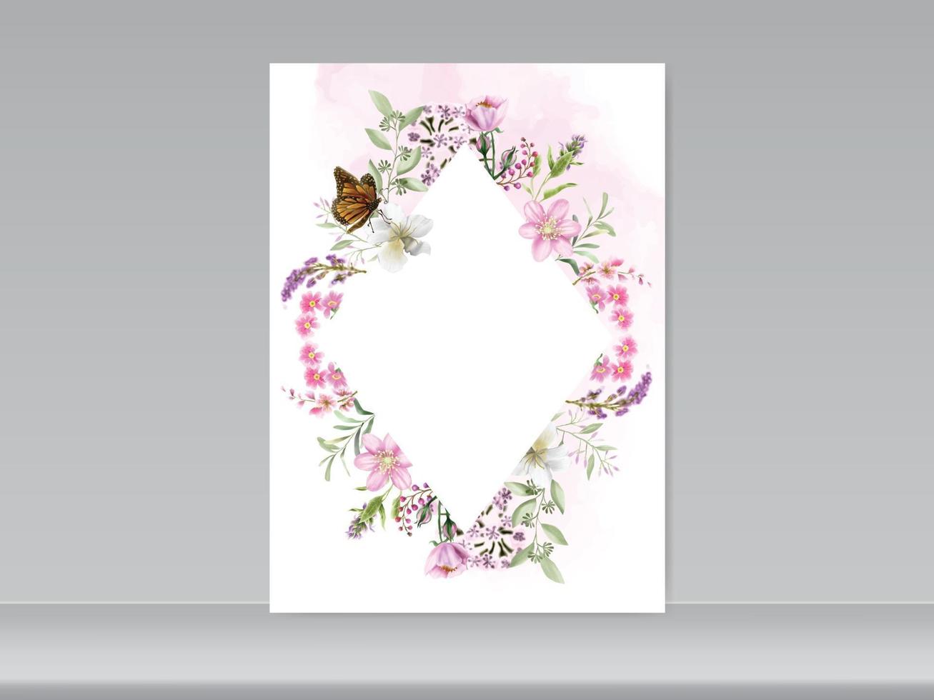 modèle de carte de mariage floral exotique vecteur