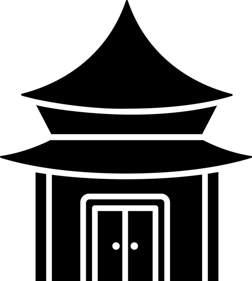 plat style quartier chinois icône dans noir et blanc couleur. vecteur
