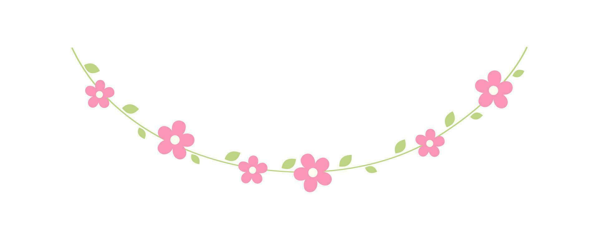 pendaison vignes avec rose fleurs guirlande vecteur illustration. Facile minimal floral botanique conception éléments pour printemps.