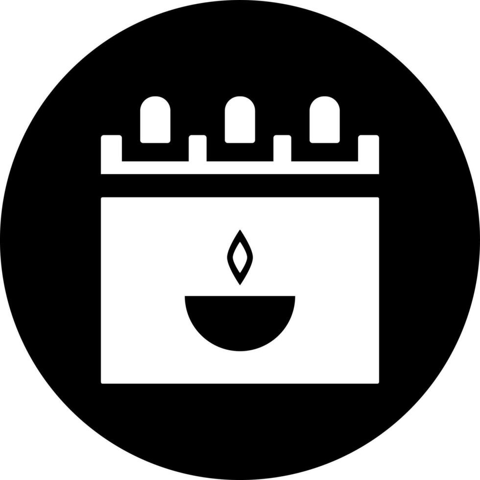 diwali Festival calendrier icône dans noir et blanc couleur. vecteur