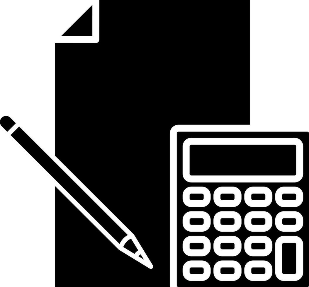 calculatrice avec crayon et papier icône. vecteur