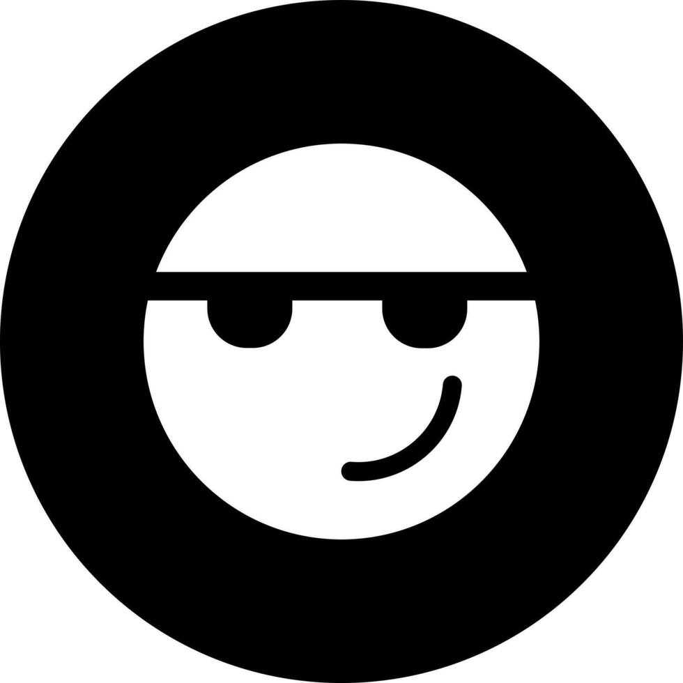 cool à la recherche emoji visage icône dans noir et blanc couleur. vecteur