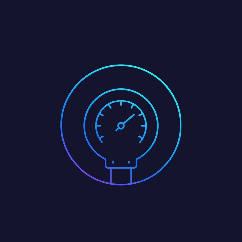 Icône de ligne vectorielle manomètre ou compteur de pression vecteur