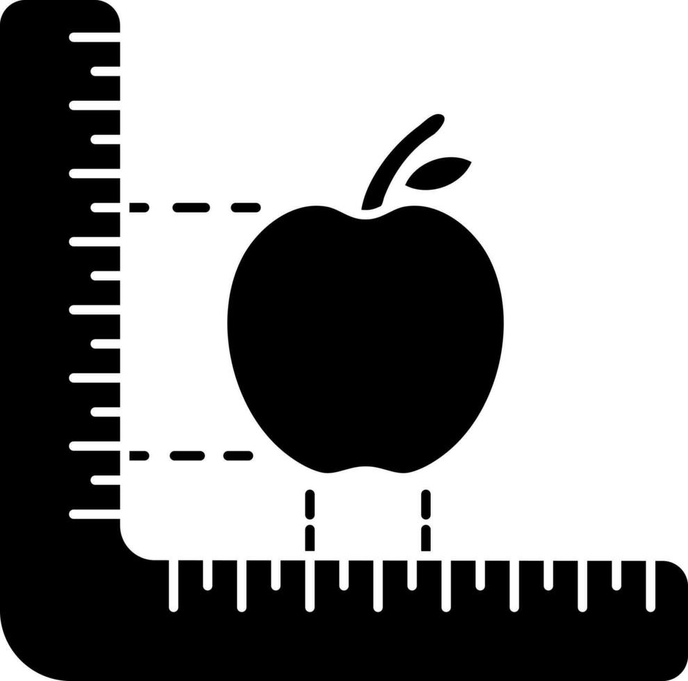 Pomme avec mesure escalader. glyphe icône pour intelligent cultiver. vecteur