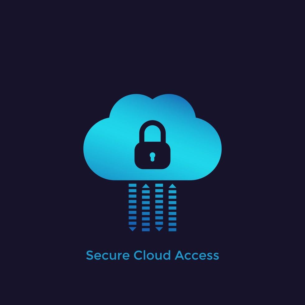 accès sécurisé au cloud ou icône de vecteur d'hébergement protégé