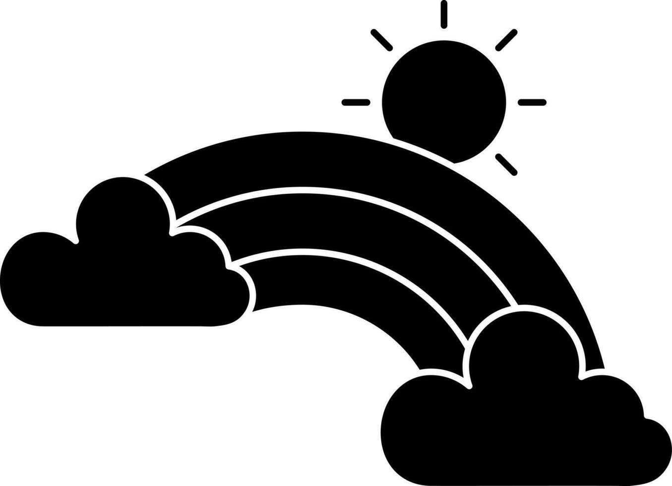noir et blanc illustration de arc en ciel et Soleil glyphe icône. vecteur