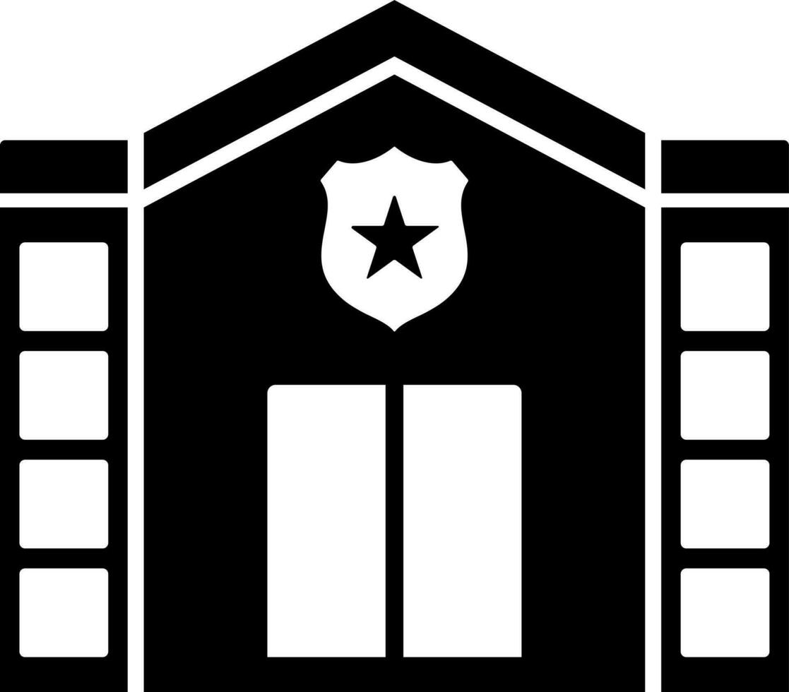 police station icône dans noir et blanc couleur. vecteur