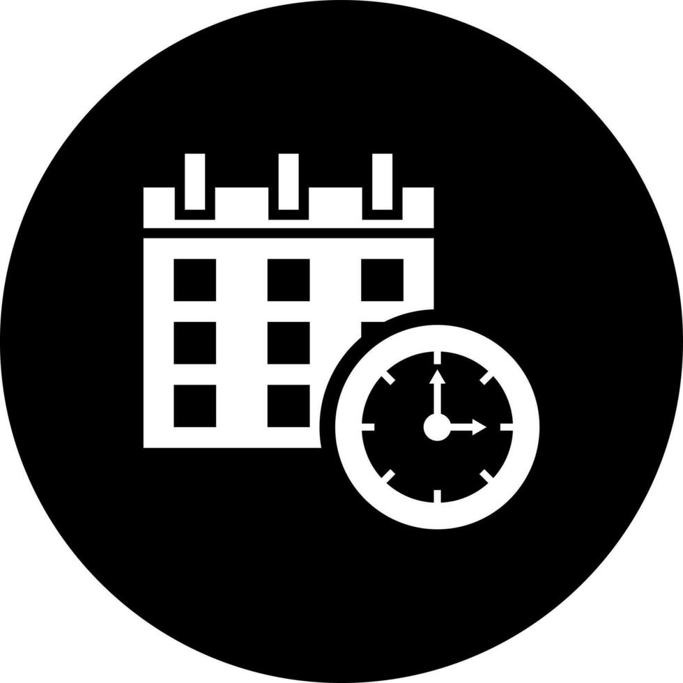 noir et blanc illustration de calendrier temps icône. vecteur