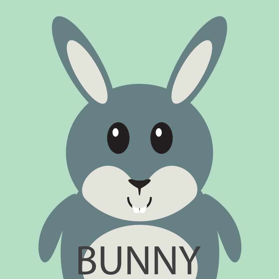 avatar icône plate dessin animé mignon lapin gris vecteur