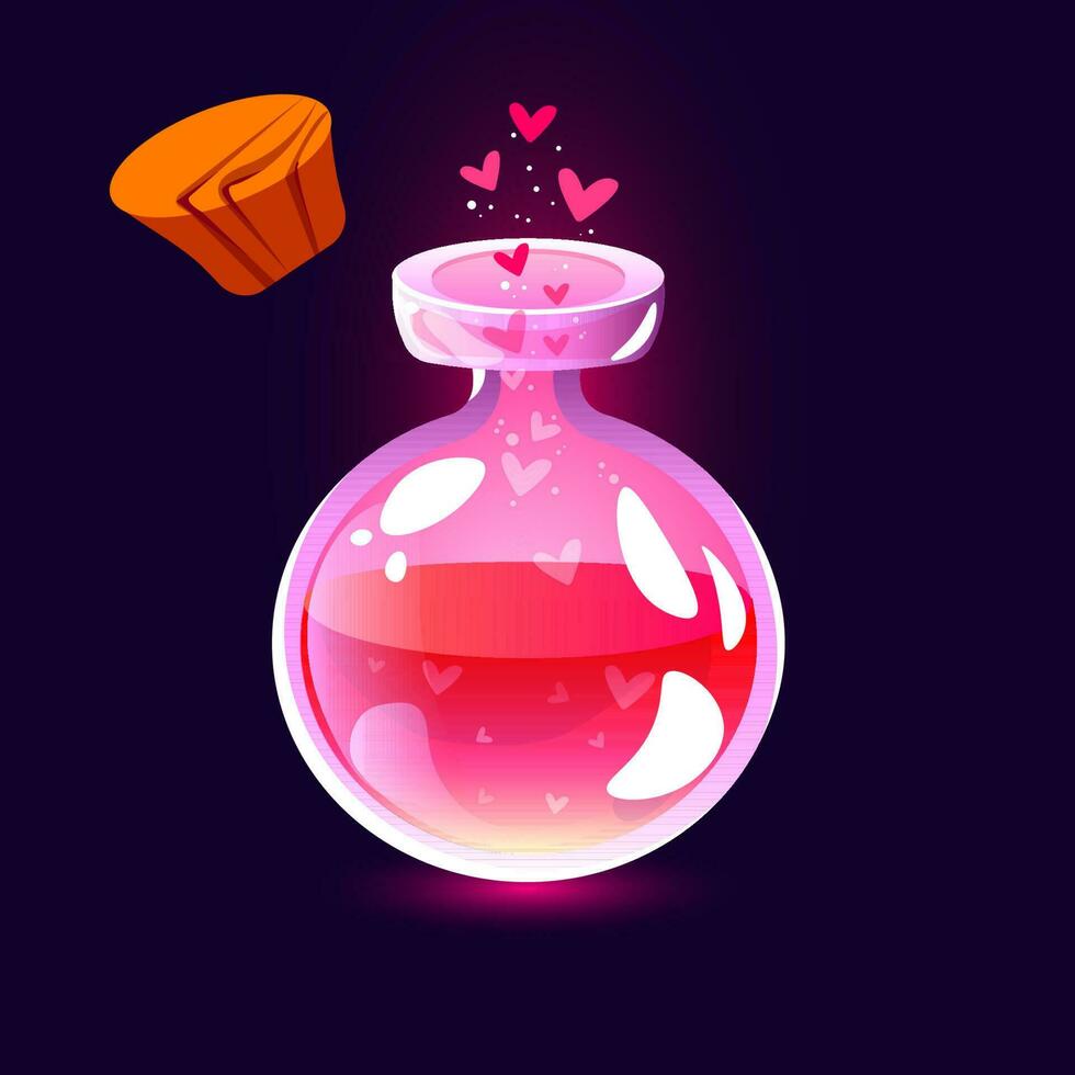 l'amour potion teinture rose l'amour potion dans dessin animé style pour le Jeu Liège vecteur