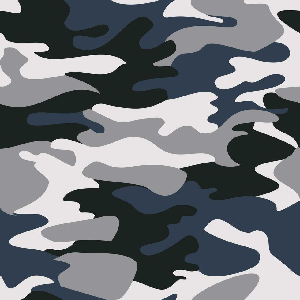 camouflage modèle Contexte sans couture vecteur illustration. classique Vêtements style masquage camo répéter imprimer. gris noir blanc couleurs forêt hiver texture