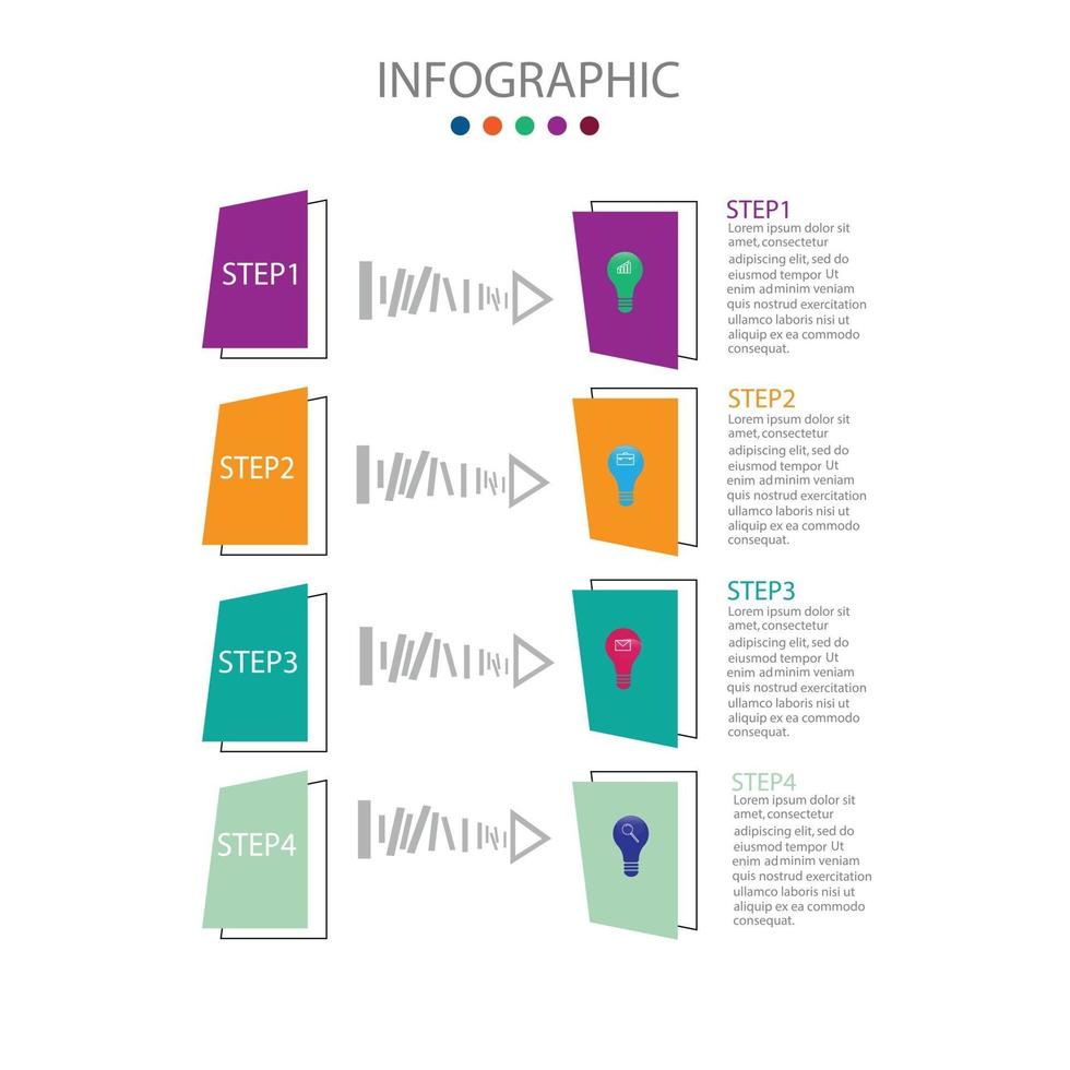 modèle infographique en 4 étapes modèle pour la présentation graphique de diagramme et le graphique vecteur