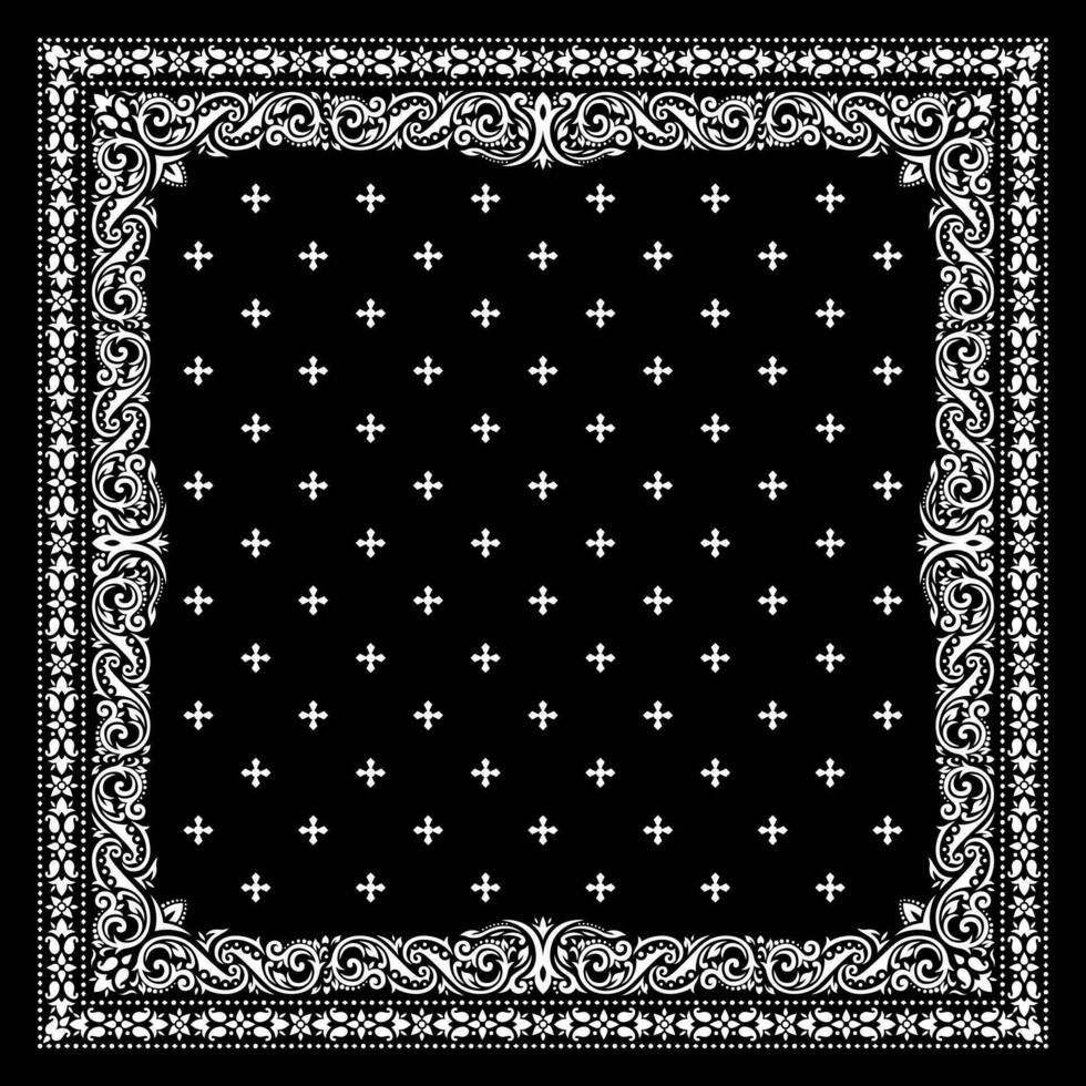 bandana simplement décoré de lignes d'ornement géométriques blanches pouvant être appliquées sur des tissus de différentes couleurs vecteur