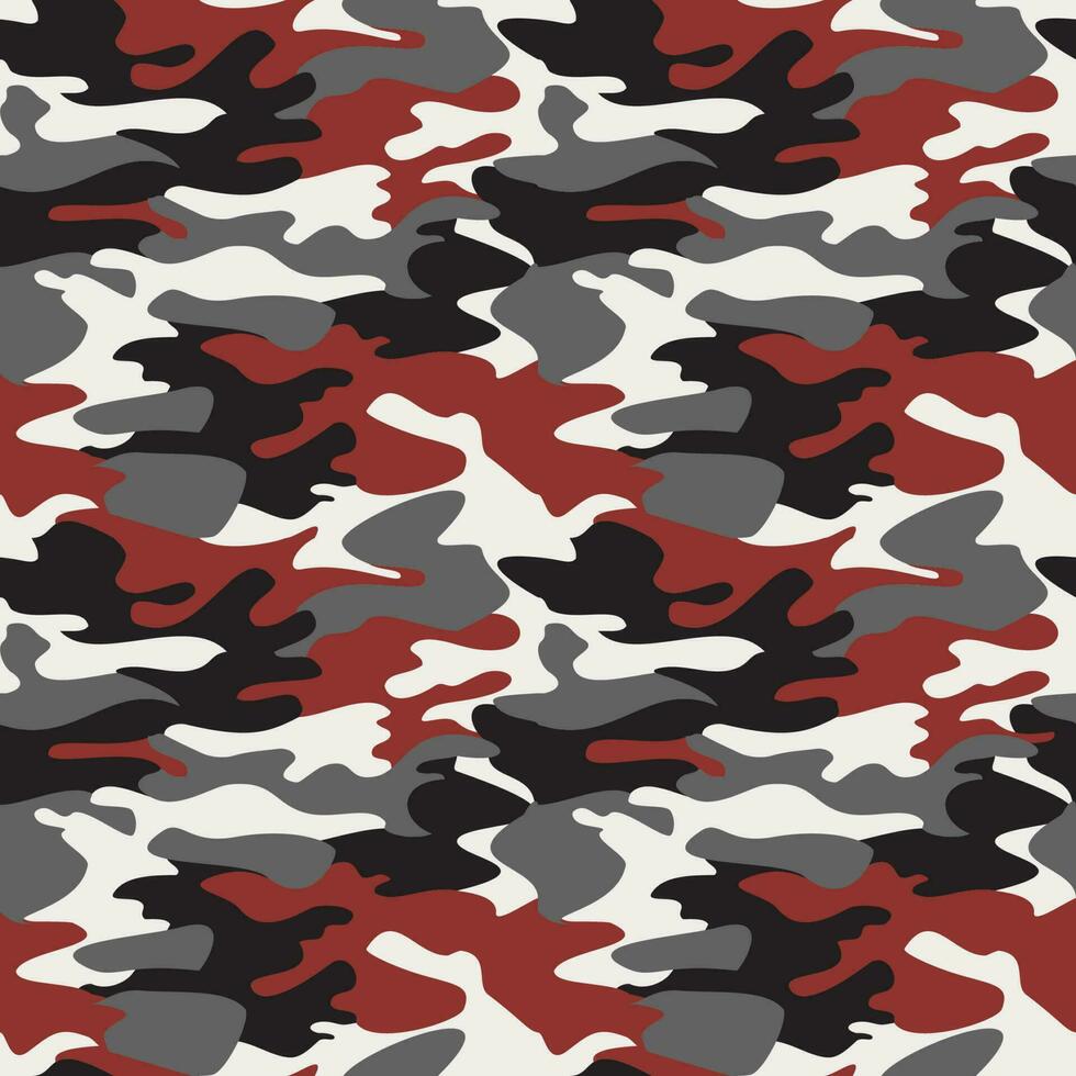camouflage modèle Contexte sans couture vecteur illustration. classique Vêtements style masquage camo répéter imprimer. rouge noir gris blanc couleurs forêt texture