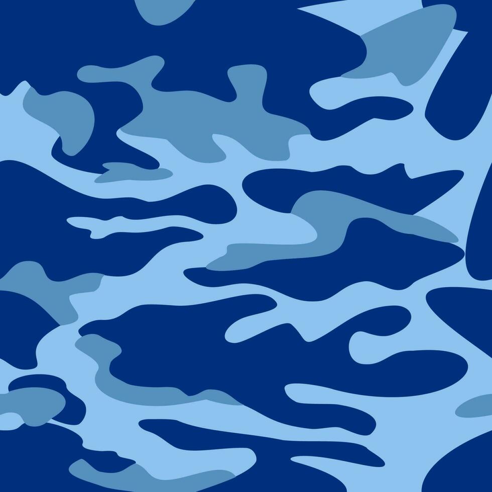 camouflage modèle Contexte sans couture vecteur illustration. classique Vêtements style masquage camo répéter imprimer. bleu couleurs marines texture