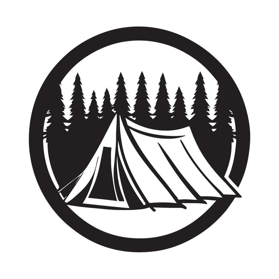 noir et blanc camping logo conception vecteur