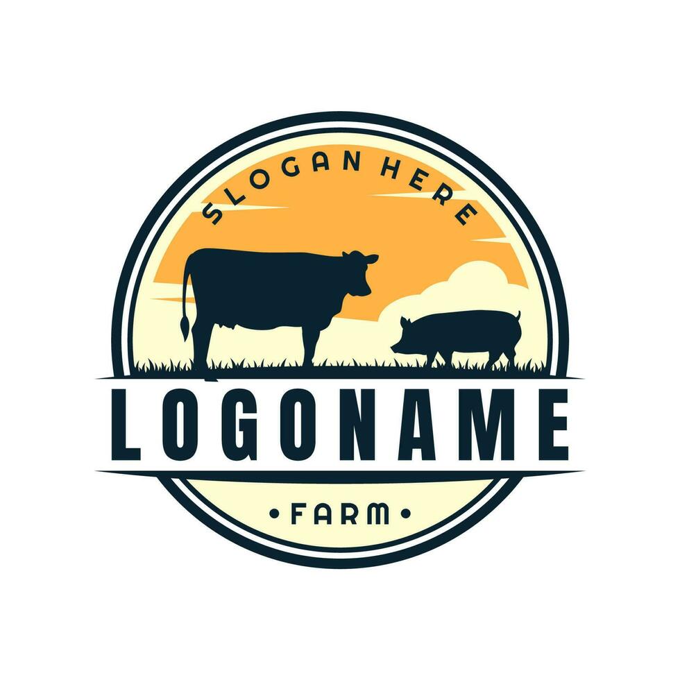 ferme et ranch logo modèle, agriculture logo conception vecteur