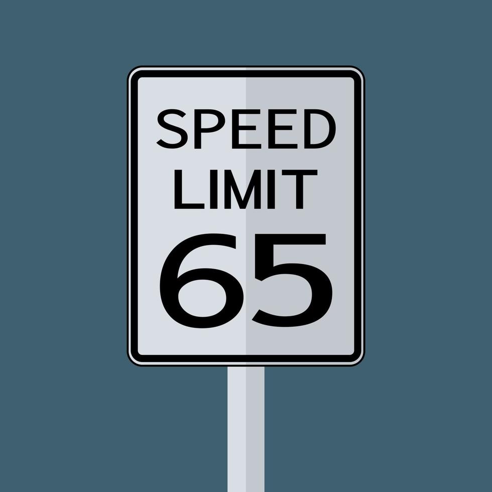 Usa route trafic transport signe limite de vitesse 65 sur fond blanc vecteur