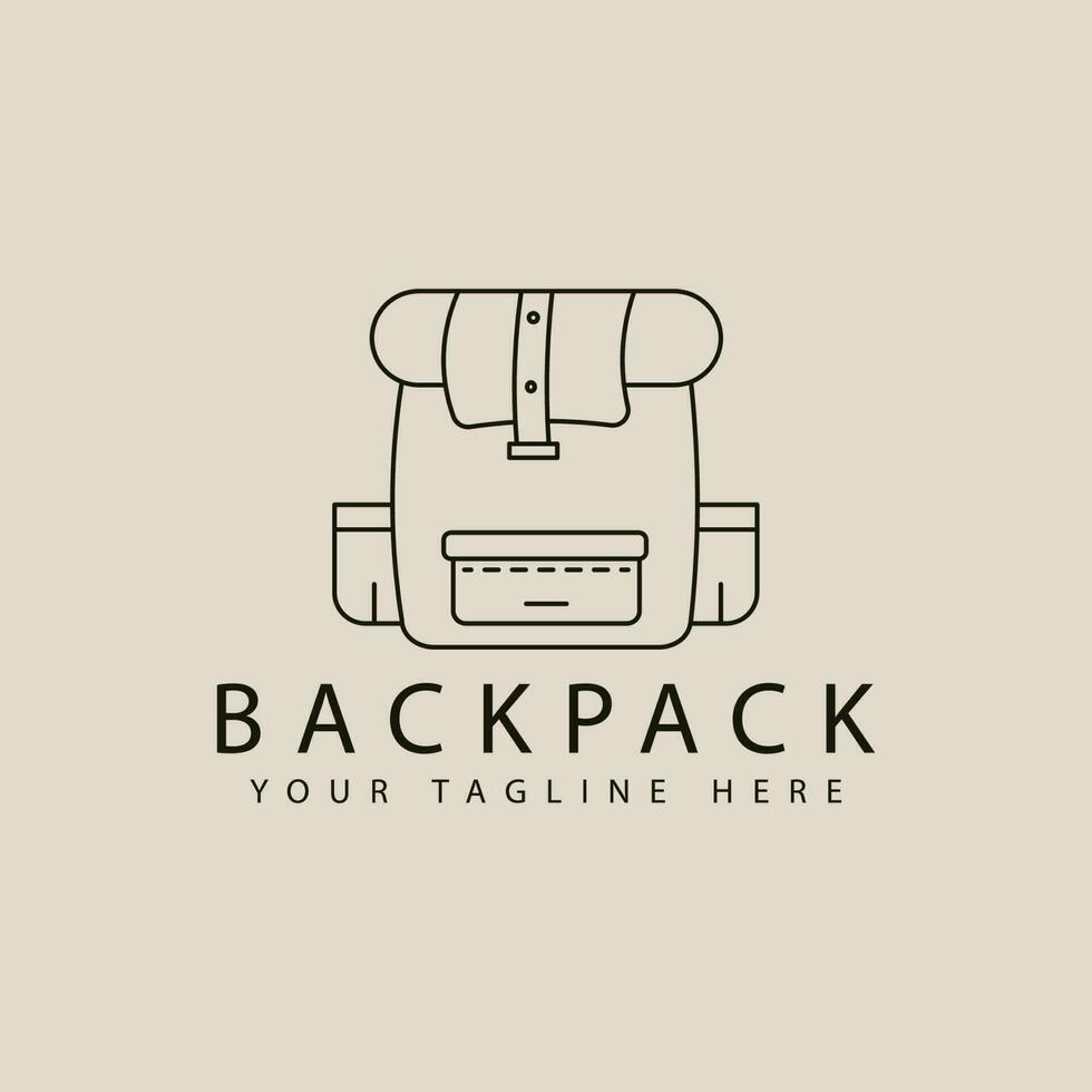 sac à dos aventure logo ligne art conception avec minimaliste style logo vecteur illustration conception