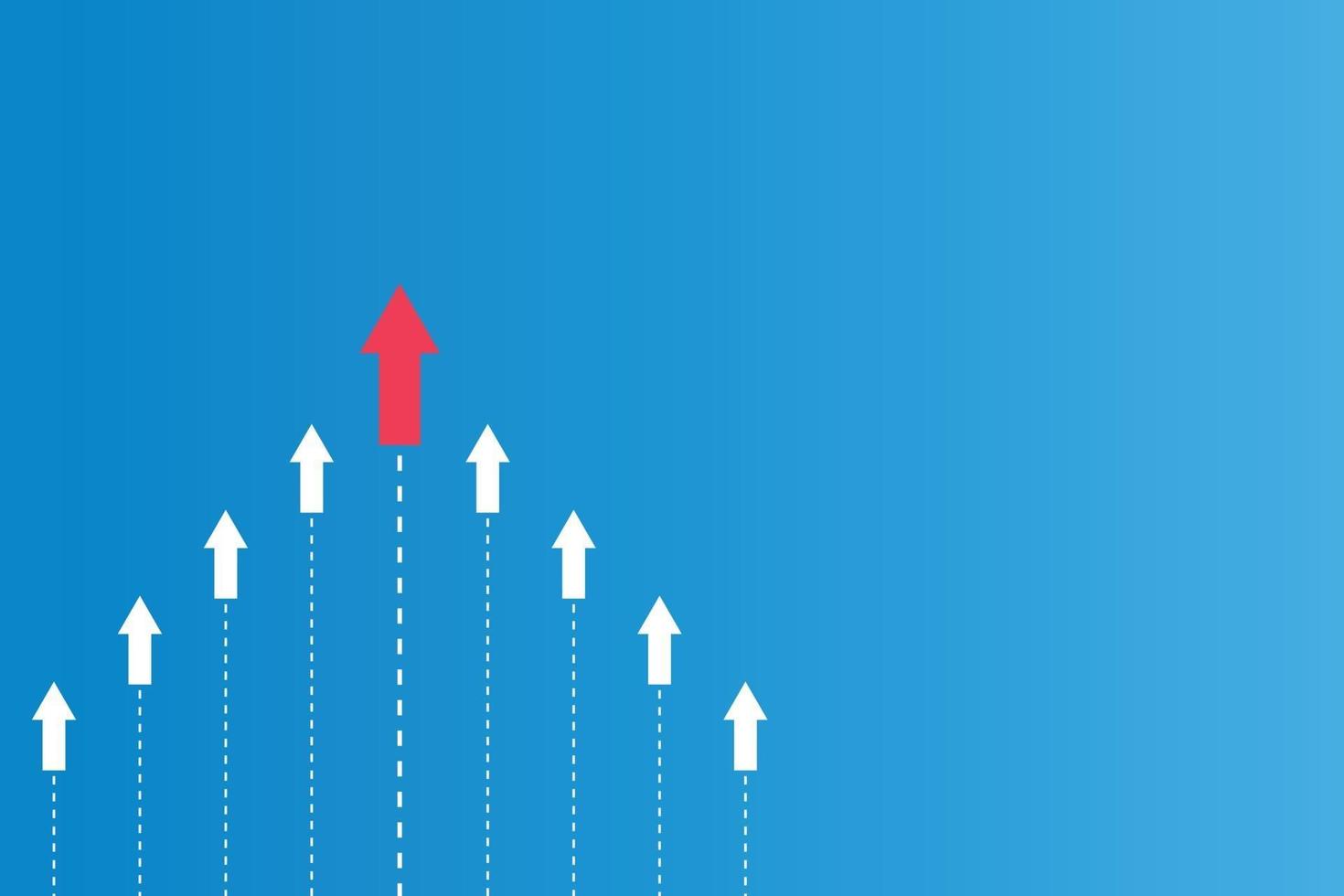 avoir du leadership ou des concepts différents avec des directions d'insectes volants du papier rouge et blanc et des lignes de route sur fond bleu vecteur