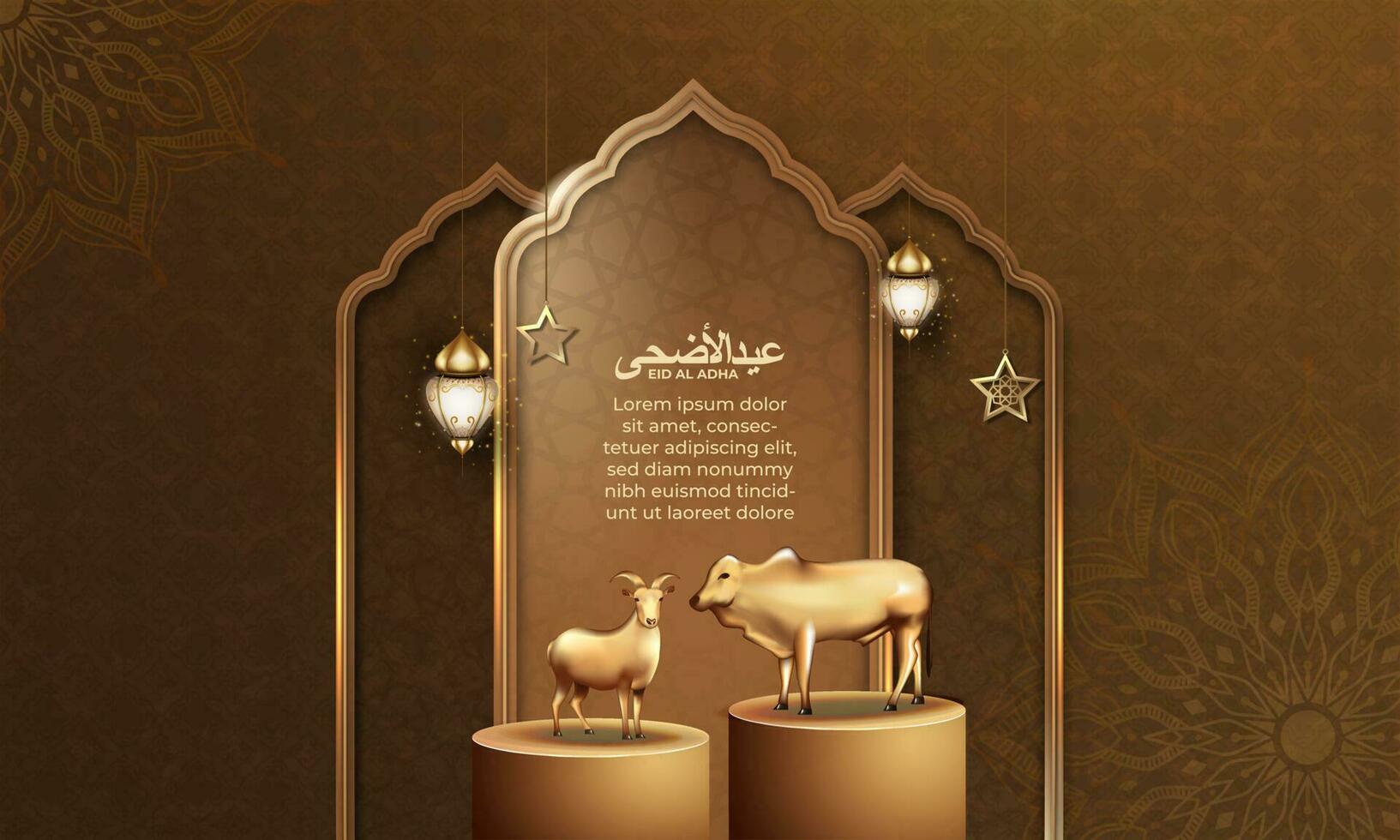 eid Al adha Contexte avec chèvre, et vache pour affiche, bannière conception. vecteur illustration