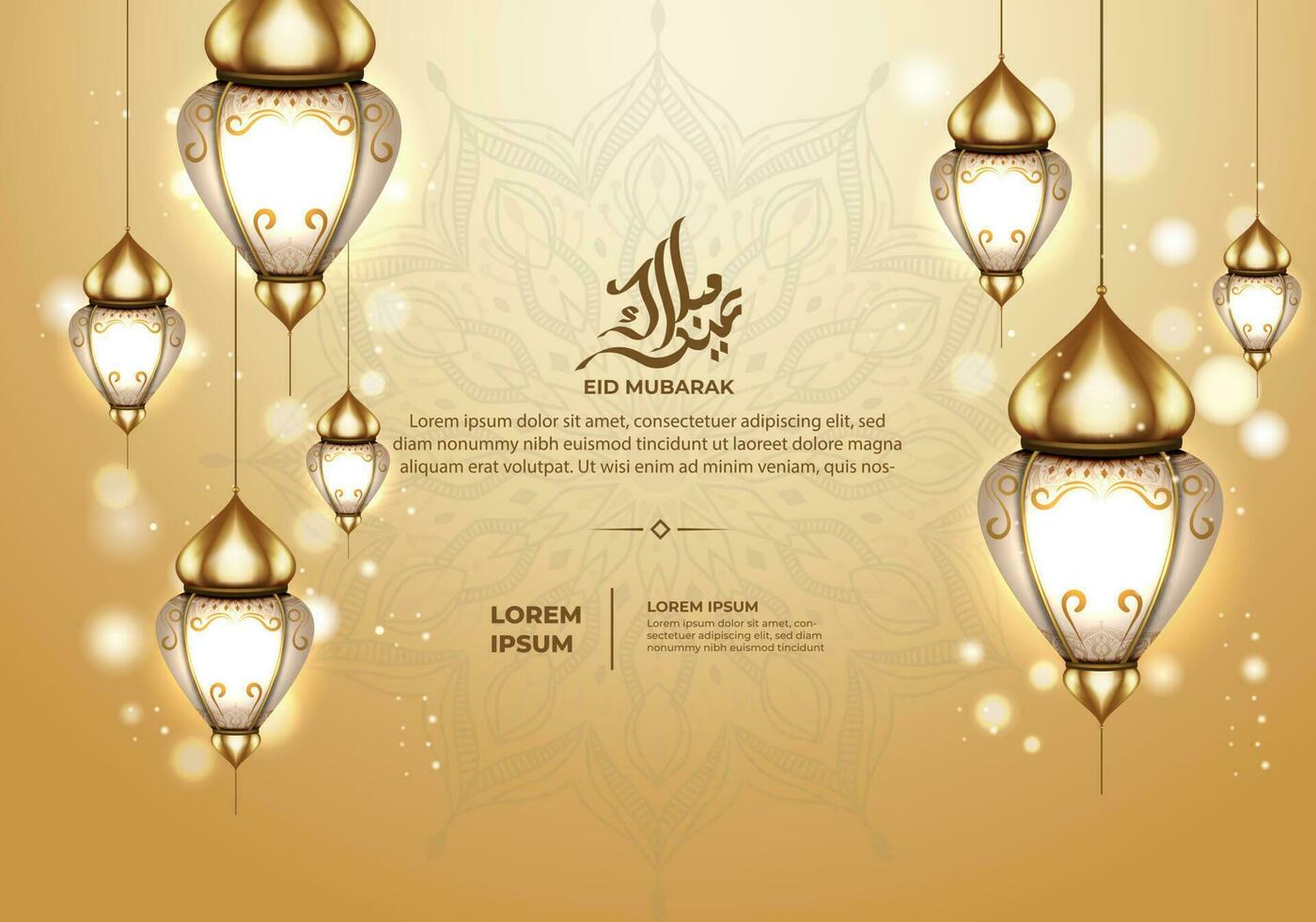 eid mubarak avec lanterne sur une lumière Contexte vecteur