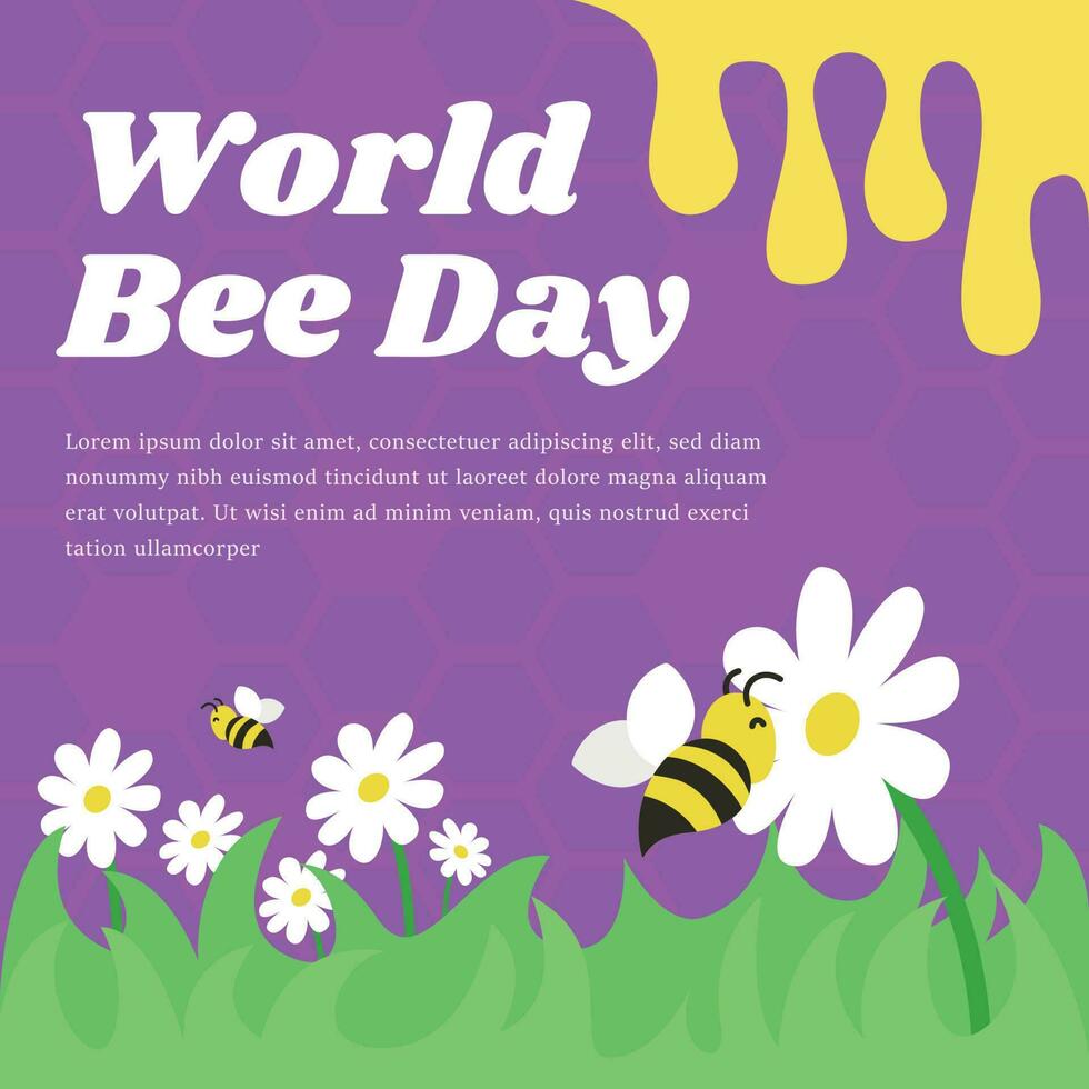 monde abeille journée plat illustration vecteur