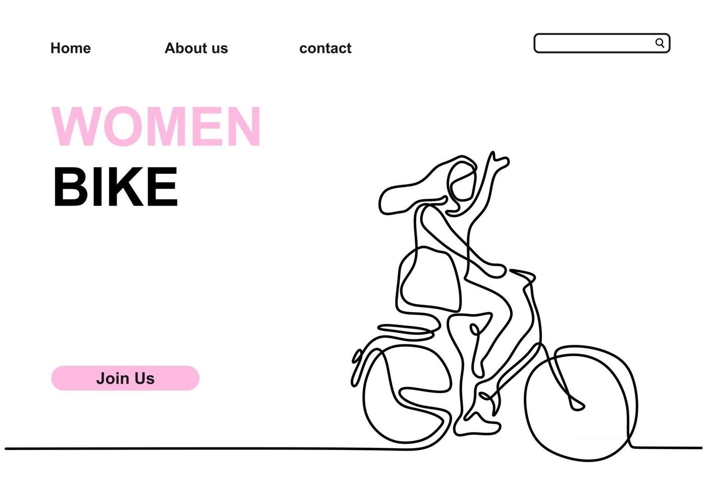 Un dessin au trait continu d'une fille à vélo vecteur