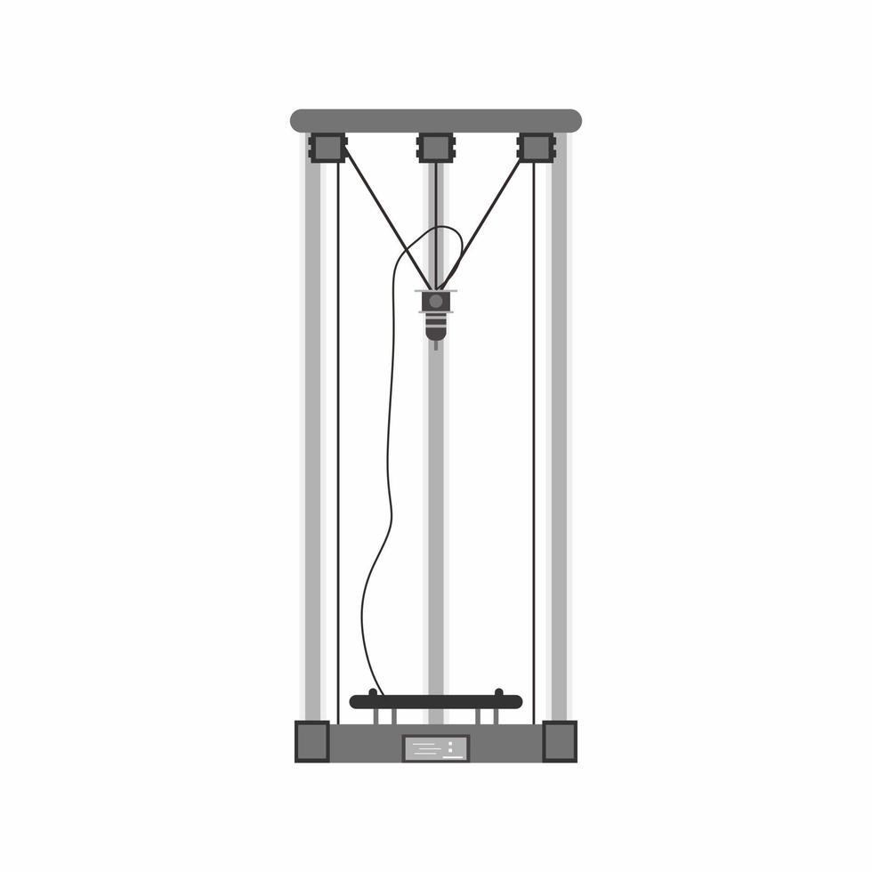 icône d'assemblage d'imprimante 3d delta plat vecteur