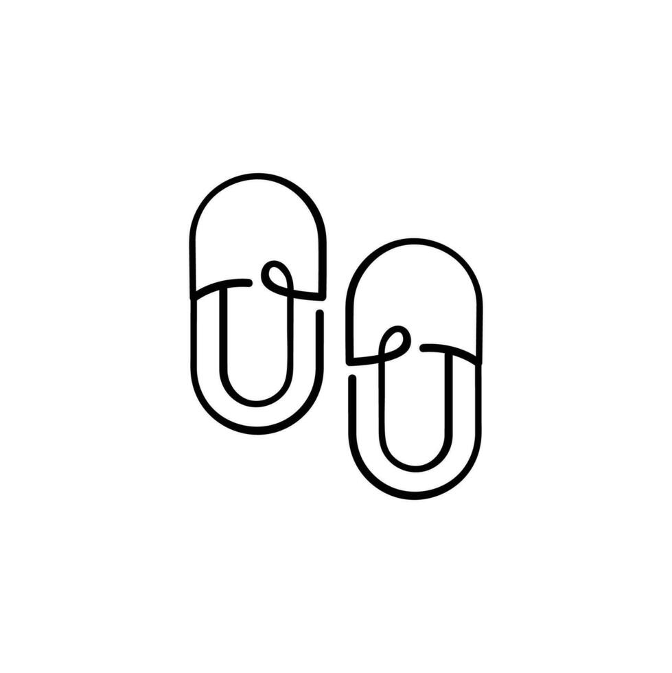 chambre chaussons ligne style icône conception vecteur