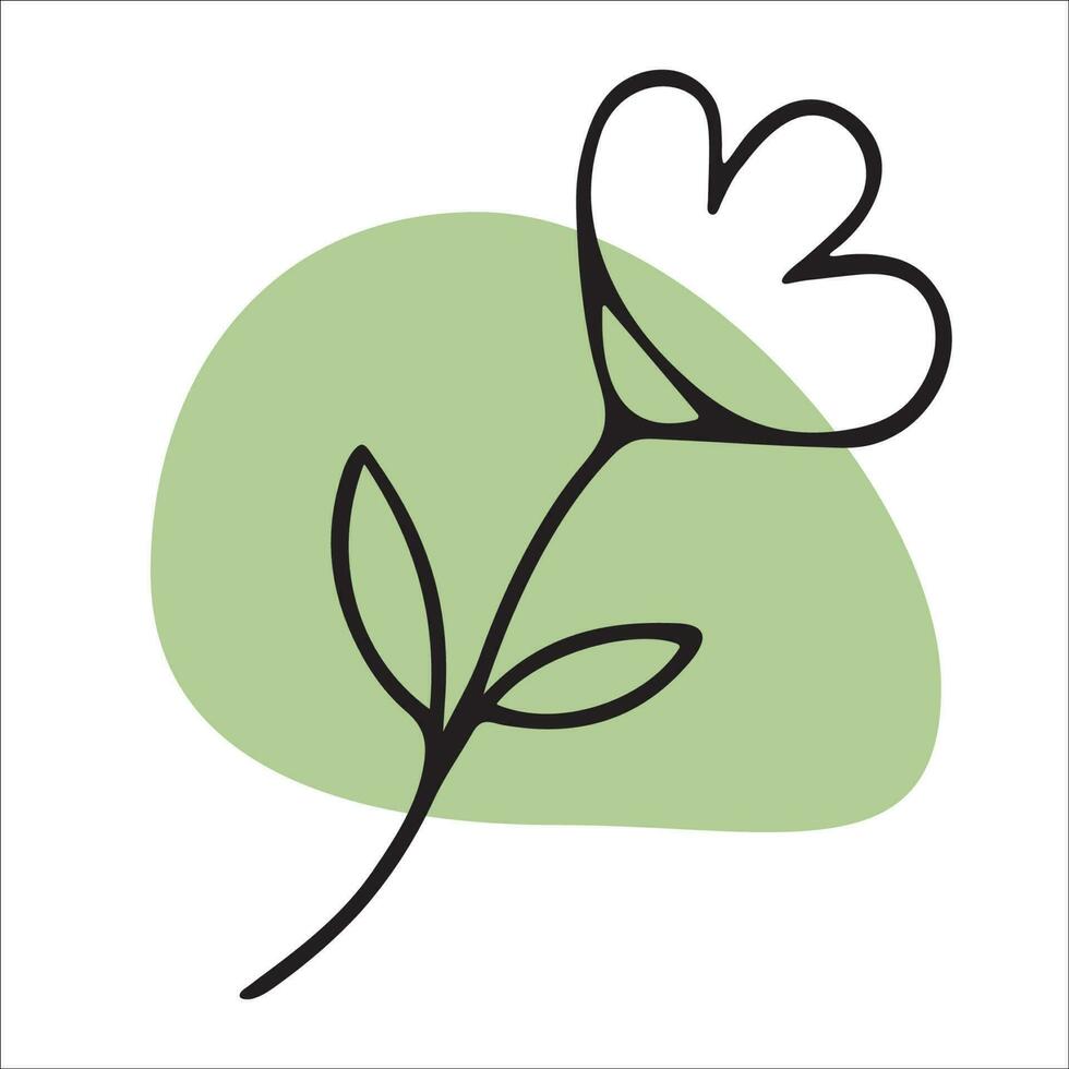 vecteur illustration de le contour de une fleur sur une vert place.