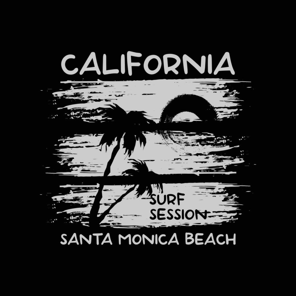 conception de t-shirts et de vêtements de plage californienne vecteur