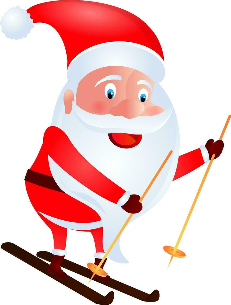 vecteur illustration de Père Noël claus portant patin bateau.