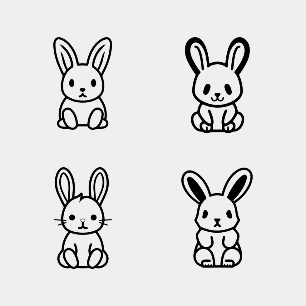 ensemble de mignonne lapin vecteur illustration ensemble personnage conception