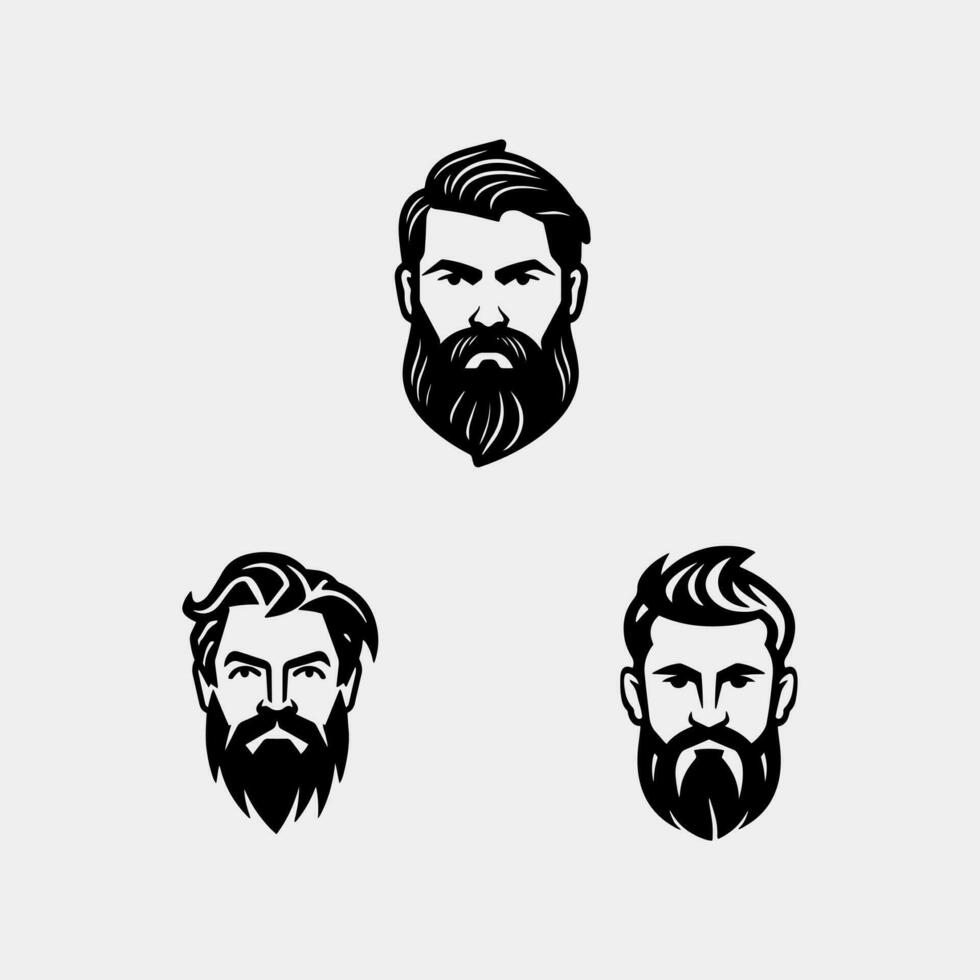 ensemble de vecteur barbu Hommes visages hipsters avec différent coupes de cheveux, moustaches, barbes. parfait pour silhouettes, avatars, têtes, emblèmes, Icônes, Étiquettes.