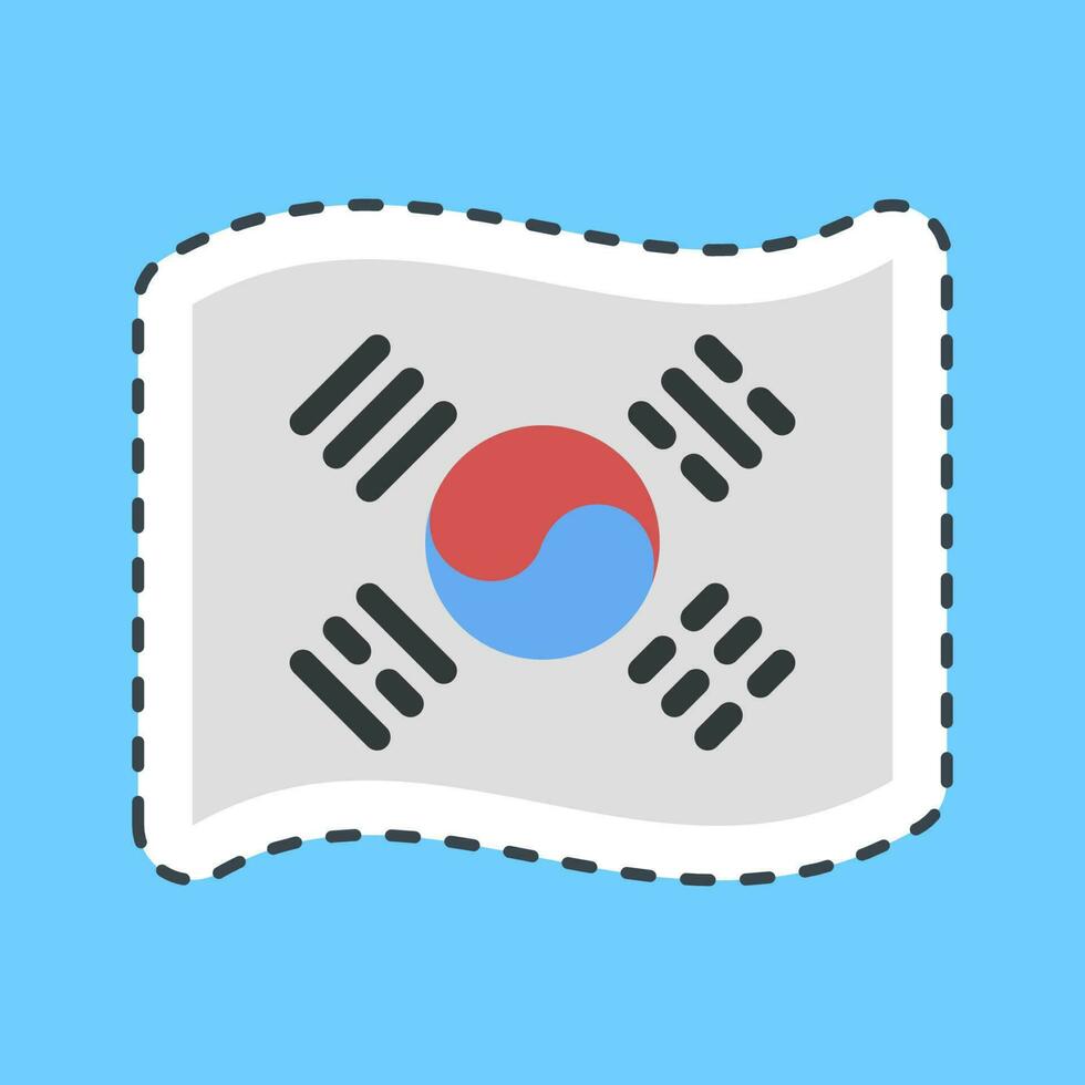 autocollant ligne Couper Sud coréen drapeau. Sud Corée éléments. bien pour impressions, affiches, logo, publicité, infographies, etc. vecteur