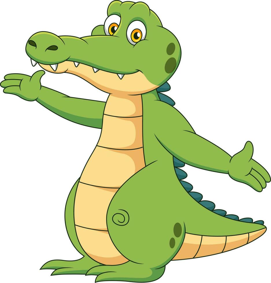 mignonne crocodile mascotte dessin animé posant. mignonne animal mascotte dessin animé vecteur