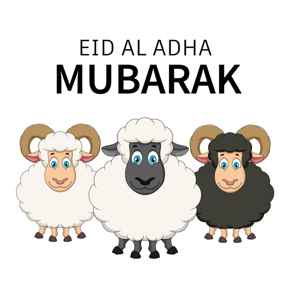 eid al-adha moubarak. mignonne RAM mascotte dessin animé collection vecteur